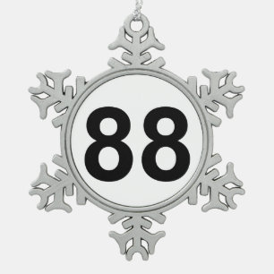 88 - number eighty-eight snowflake pewter christmas ornament