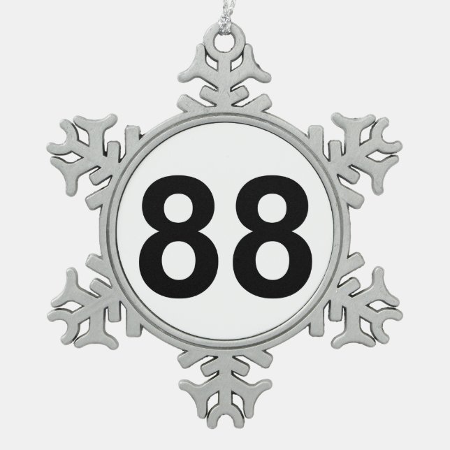 88 - number eighty-eight snowflake pewter christmas ornament (Front)
