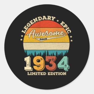 88 Year Old Awesome Since 1934 88th Birthday Gift Classic Round Sticker