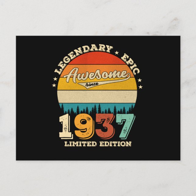 88 Year Old Bday 1937 Awesome 88th Birthday Gift Postcard (Front)
