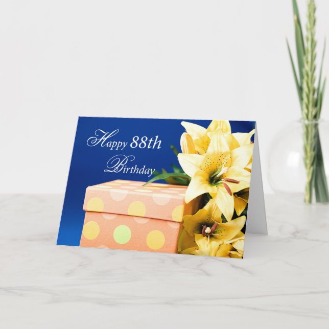 88 Year Old Birthday Gift and Lilies Card (Front)