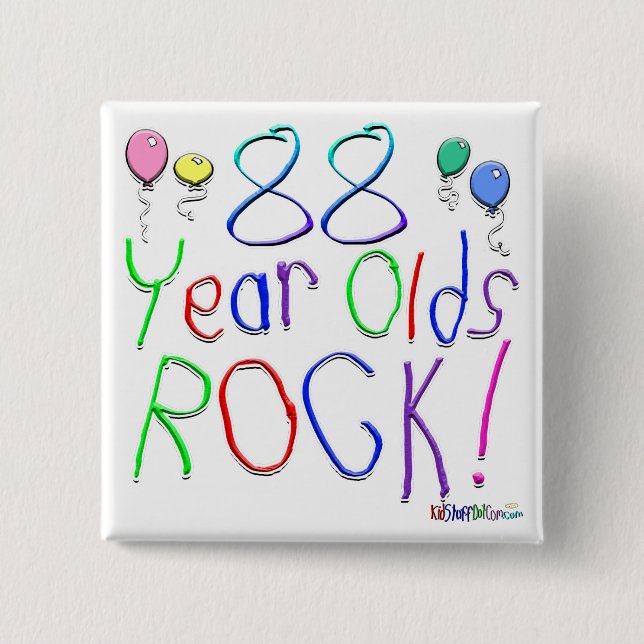 88 Year Olds Rock ! 2 Inch Square Button (Front)