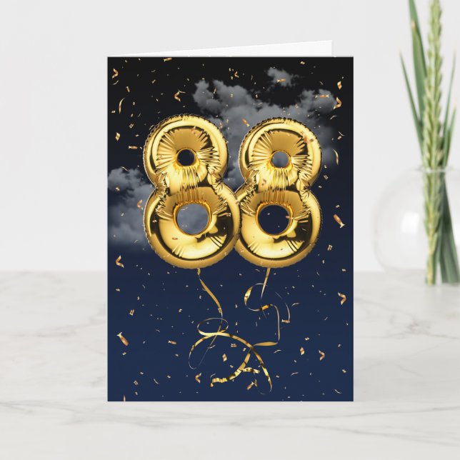 88e Anniversaire Mylar Balloon or et carte Confett (Devant)