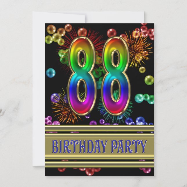 88e fête d'anniversaire Invitation avec bulles (Devant)