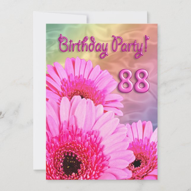 88ème anniversaire invitation à la fête avec fleur (Devant)
