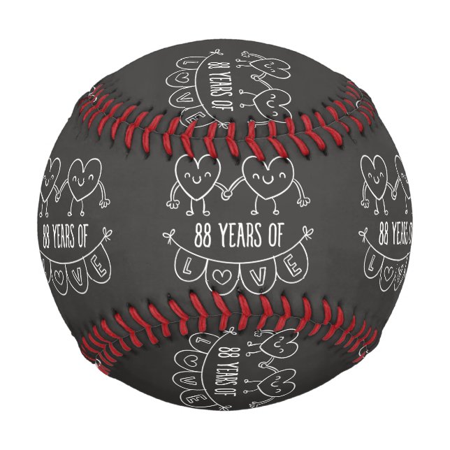 88th Anniversary Gift Chalk Hearts Baseball (Front)