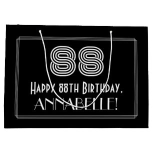 88th Birthday — Art Deco Inspired Look "88" & Na Large Gift Bag