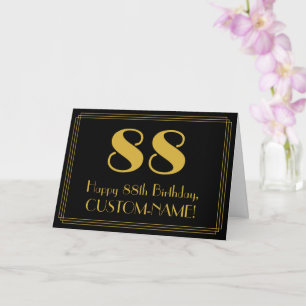 88th Birthday: Art Deco Inspired Look "88" + Name Card