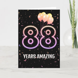 88th Birthday Balloons and Confetti Card