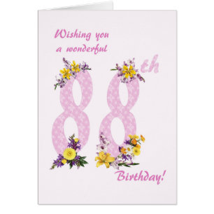88th Birthday Flower Decorated Numbers
