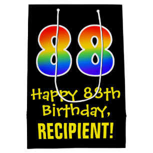 88th Birthday: Fun, Bold, Colourful, Rainbow "88" Medium Gift Bag