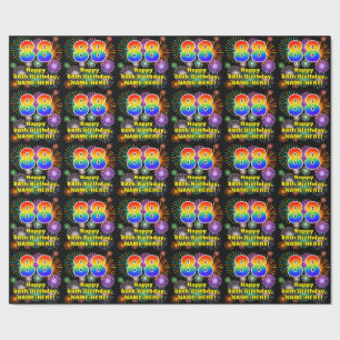 88th Birthday: Fun Fireworks, Rainbow Look # “88” Wrapping Paper