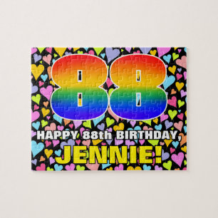 88th Birthday — Fun, Loving Heart Shapes + “88” Jigsaw Puzzle