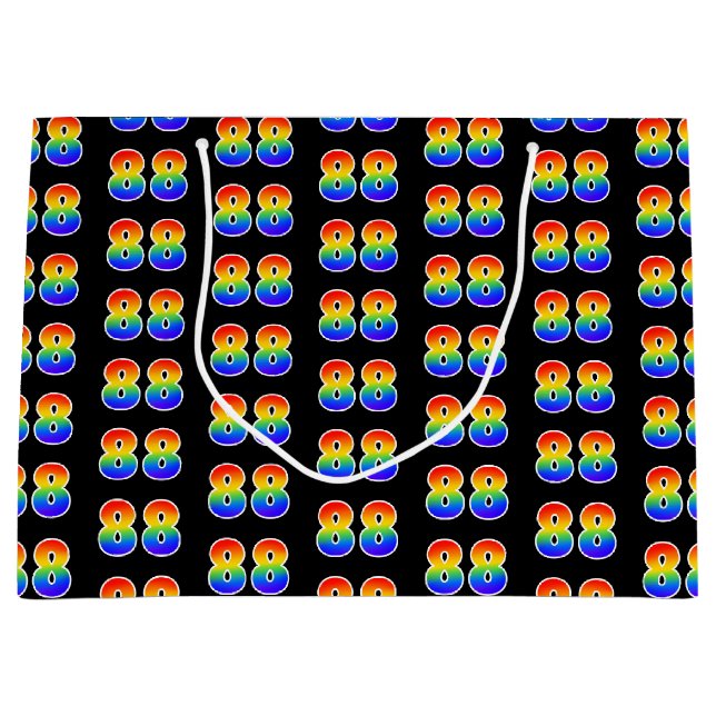 88th Birthday: Fun Rainbow Event Number 88 Pattern Large Gift Bag (Front)