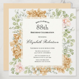 88th Birthday Invitation in Elegant Autumn Colours