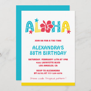 88th birthday invitations Tropical Aloha Hawaiian