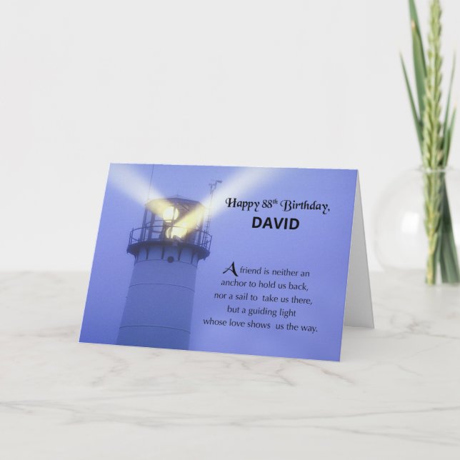 88th Birthday Lighthouse Customizable Name Card (Front)