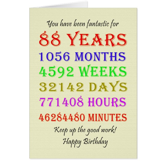 88th Birthday Milestones (Front)