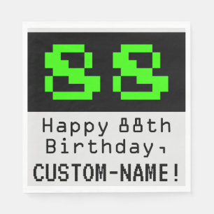 88th Birthday - Nerdy / Geeky Style "88" & Name Napkin