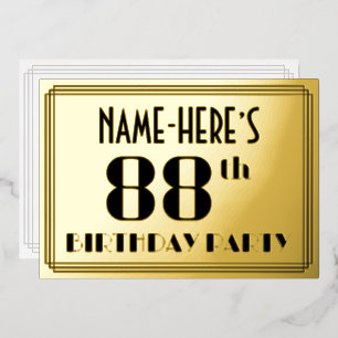 88th Birthday Party: Art Deco Look “88” and Name