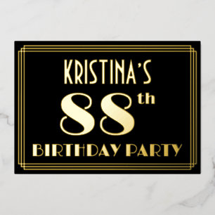 88th Birthday Party: Art Deco Look “88”, w/ Name