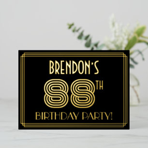 88th Birthday Party — Art Deco Style “88” + Name