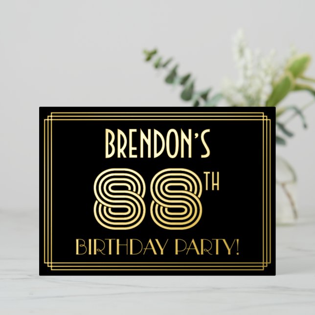88th Birthday Party — Art Deco Style “88” + Name (Standing Front)