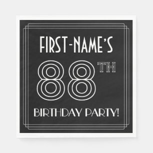 88th Birthday Party: Art Deco Style + Custom Name Napkin