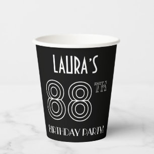 88th Birthday Party: Art Deco Style + Custom Name Paper Cups