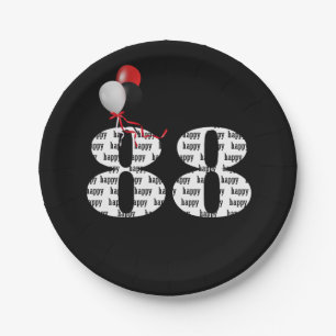 88th birthday party balloons paper plate