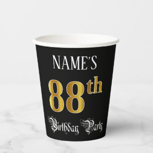 88th Birthday Party — Fancy Script, Faux Gold Lo Paper Cups