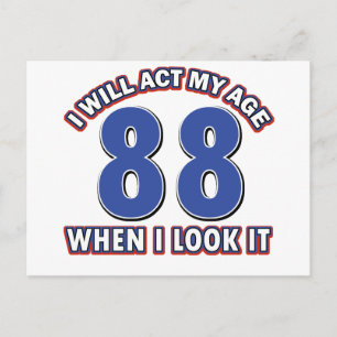 88th year old birthday designs postcard
