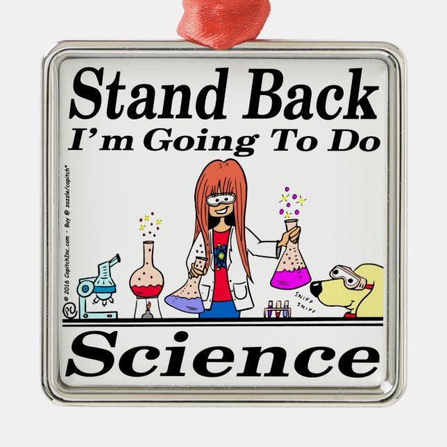 890 stand back l'm going to do science cartoon metal ornament (Front)