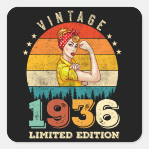 89 Year Old Bday 1936 Vintage 89th Birthday Women Square Sticker