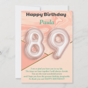 89 year old girls Happy Birthday card
