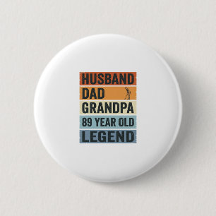 89 Year Old Husband Dad Grandpa Legend Shirt_1 2 Inch Round Button