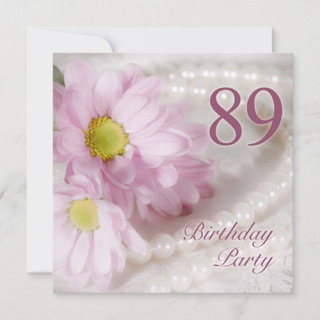 89ème anniversaire invitation avec marguerites (Devant)