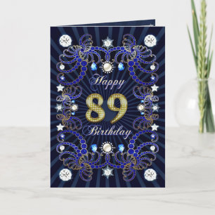 89th birthday card with masses of jewels