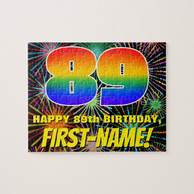 89th Birthday: Fun, Colourful Celebratory Firework Jigsaw Puzzle (Horizontal)