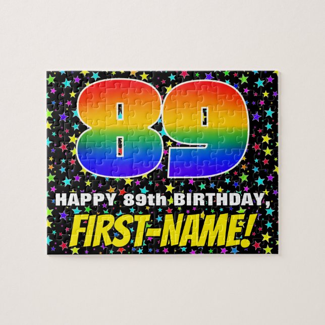 89th Birthday — Fun, Colourful Star Field Pattern Jigsaw Puzzle (Horizontal)