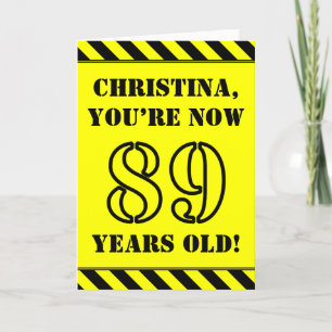 89th Birthday: Fun Stencil Style Text, Custom Name Card