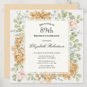 89th Birthday Invitation in Elegant Autumn Colors