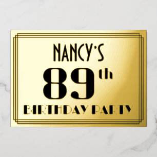 89th Birthday Party: Art Deco Look “89” and Name