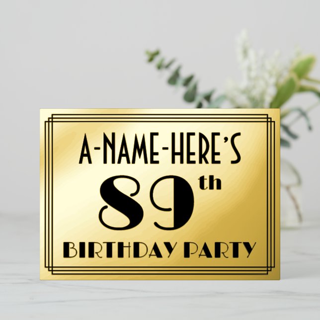 89th Birthday Party — Art Deco Look “89” + Name (Standing Front)