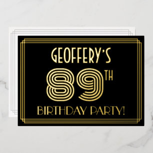 89th Birthday Party — Art Deco Style “89” + Name