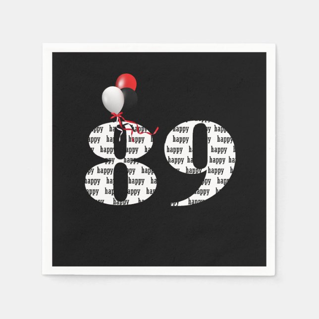 89th Birthday party balloons Napkin (Front)
