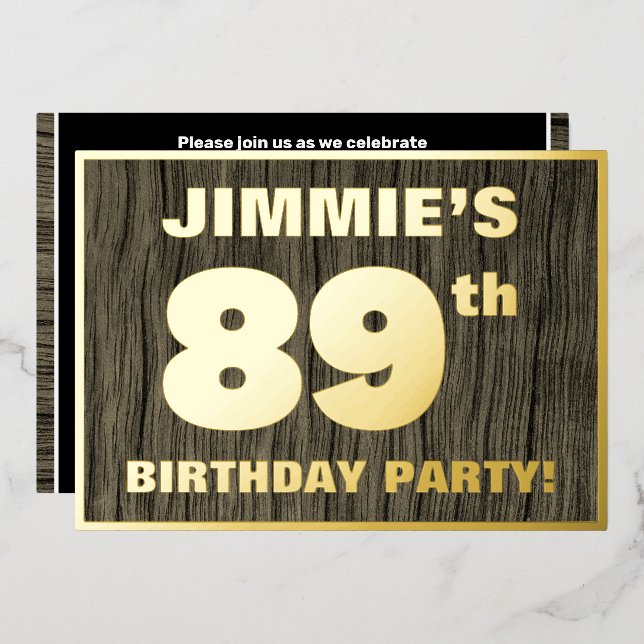 89th Birthday Party: Bold, Faux Wood Grain Pattern (Front/Back)