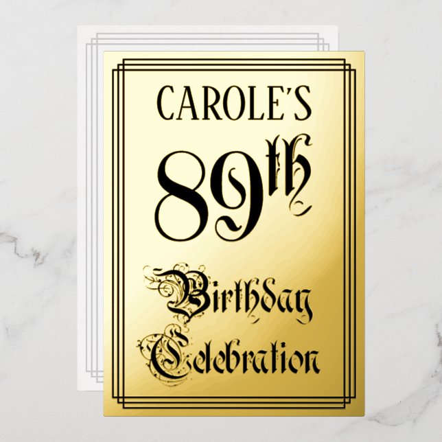 89th Birthday Party — Elegant Script + Custom Name (Front/Back)