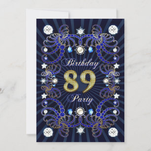 89th birthday party invite with masses of jewels