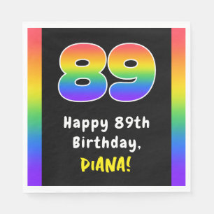 89th Birthday: Rainbow Spectrum # 89, Custom Name Napkin